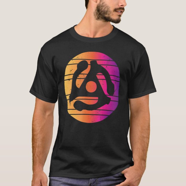 45 Music Recording Adapter 60s 70s T Shirt (Framsida)