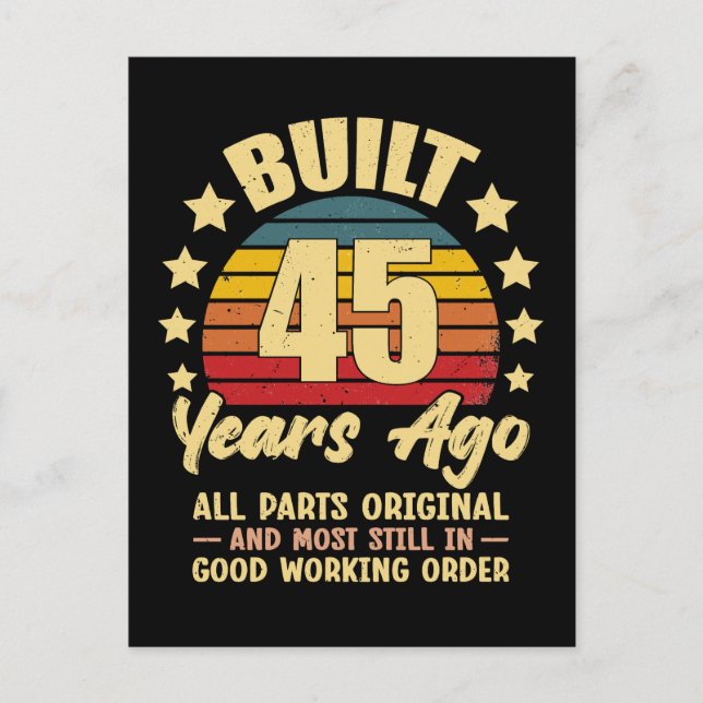 45 Years Ago All Parts Original 45th Birthday Helg Vykort (Framsida)