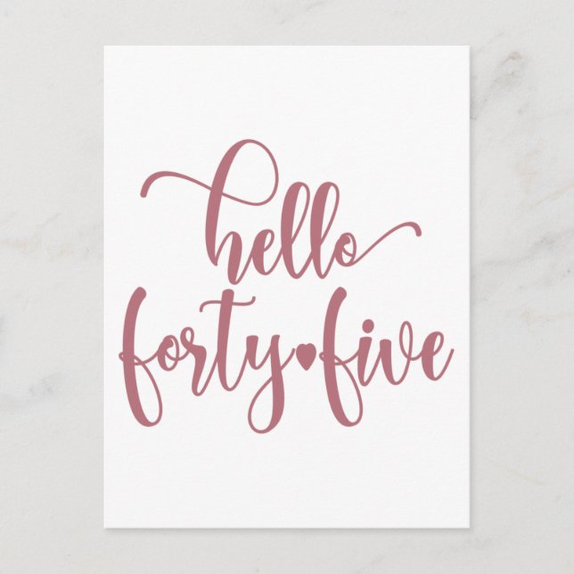45th Birthday Women Hello 45 Cute 45 Years Old Vykort (Framsida)