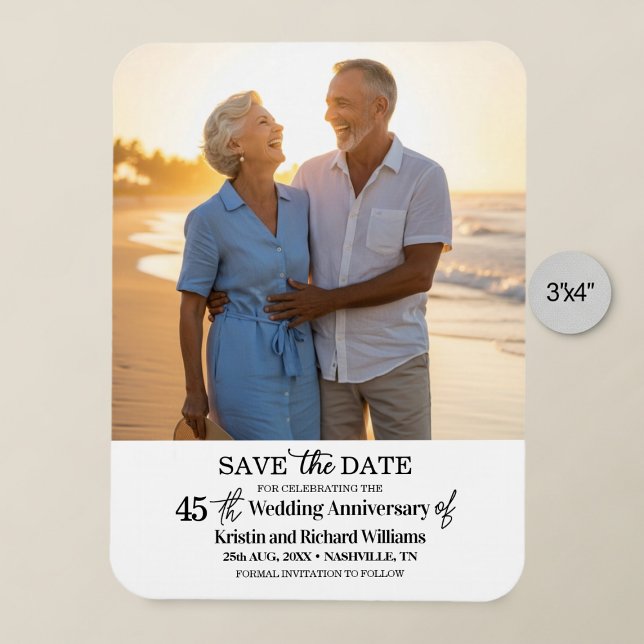 45th Wedding Anniversary Save the Date Photo Magnet (Skapare uppladdad)