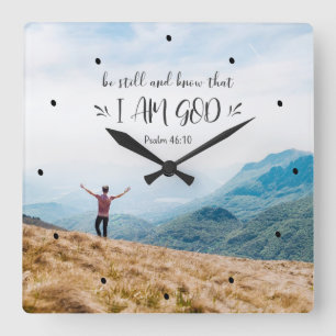 46:10 Var stilla och vet att jag är en god bibel Fyrkantig Klocka