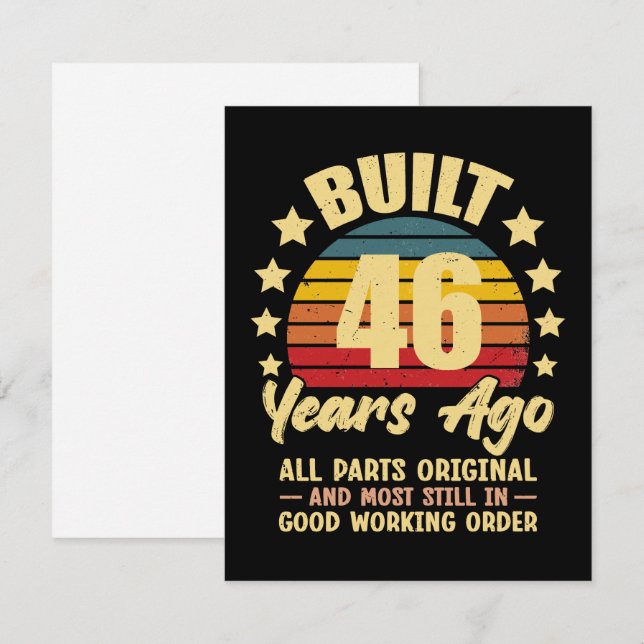 46 år sedan Alla delar original 46-årsdag Inbjudningar (Fram/baksida)