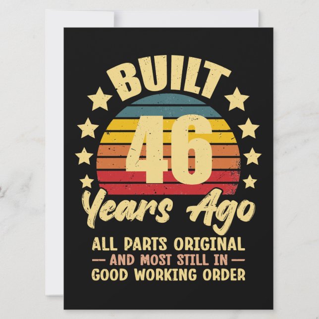 46 år sedan Alla delar original 46-årsdag Inbjudningar (Framsida)