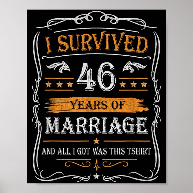 46-års bröllopsdag T-shirt par make maka Poster (Framsidan)