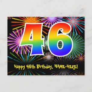 46-årsdag – Roligt fyrverkerimönster + Regnbåge 46 Vykort