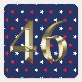 "46" Biden President, Biden Harris 2020 Guld Blue Fyrkantigt Klistermärke