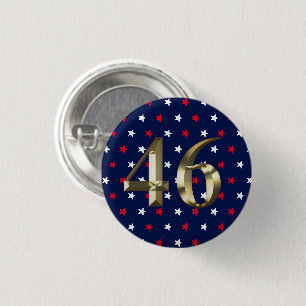 "46" Biden President, Biden Harris 2020 Guld Blue Knapp