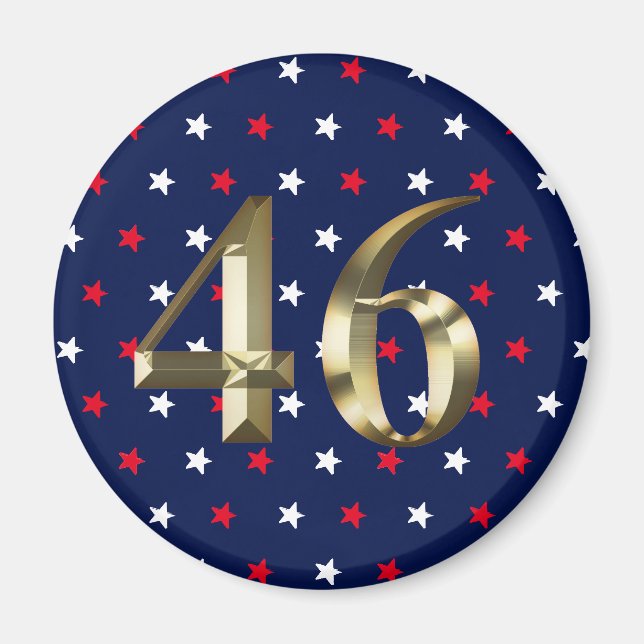 "46" Biden President, Biden Harris 2020 Guld Blue Magnet (Framsidan)