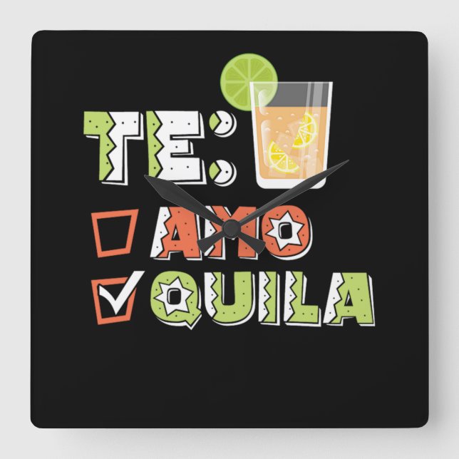 46.Cinco De Mayo Te Amo Quila Tequila Lime Fyrkantig Klocka (Framsida)