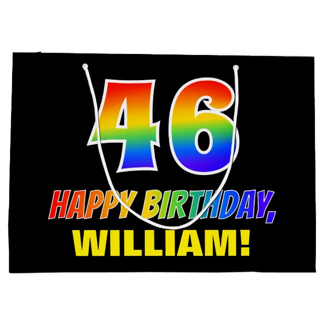 46:e födelsedag: fetstil, Roligt, enkel, regnbåge  (Baksidan)