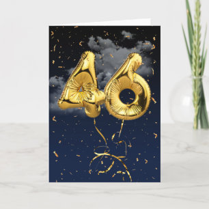 46:e födelsedag Guld Mylar Balloon and Confetti Ca Kort
