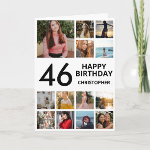 46:e födelsedag Photo Collage 13 Photos Black Whit Kort