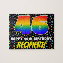 46:e födelsedag - Roligt, färgstark stjärna Fält M Pussel