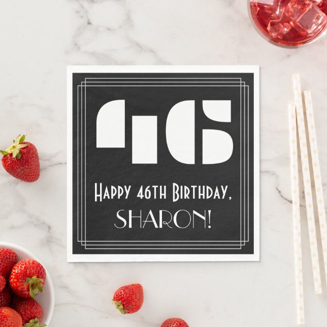 46:e födelsedagen: Art Deco Inspired Titta "46" +  Pappersservett (Insitu)