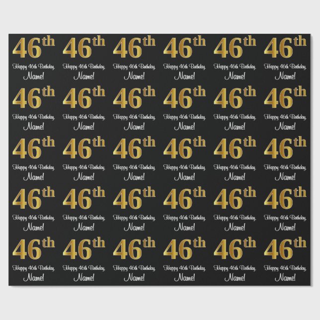 46:e födelsedagen: Elegant Luxurious Faux Guld Tit Presentpapper (Platt)