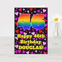 46:e födelsedagen: Loving Hearts Mönster, regnbåge Kort