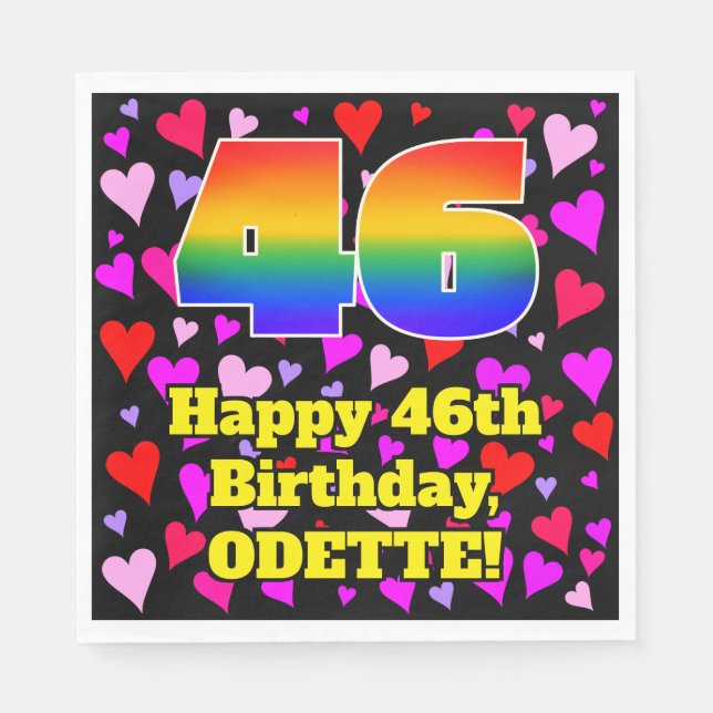 46:e födelsedagen: Loving Hearts Mönster, regnbåge Pappersservett (Framsidan)