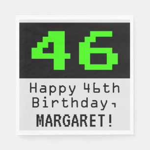 46:e födelsedagen - Nerdy/Geeky Stil "46" och Namn Pappersservett