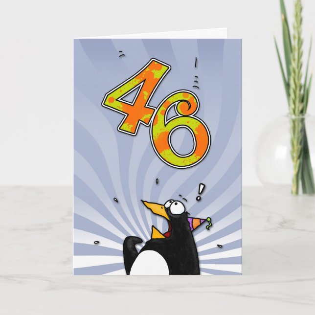 46:e födelsedagen - Penguin-överraskningskort Kort (Framsida)