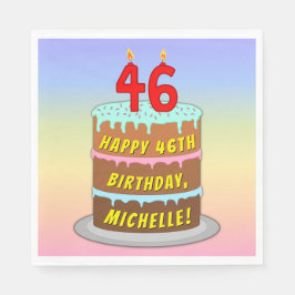 46:e födelsedagen: Roligt Cake and Candles + Custo Pappersservett
