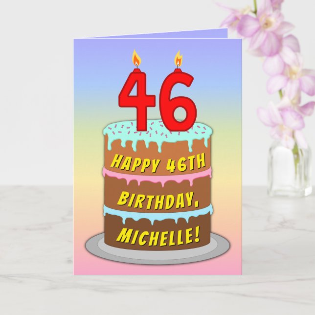 46:e födelsedagen - Roligt Cake & Candles, med ege Kort (Orkide)