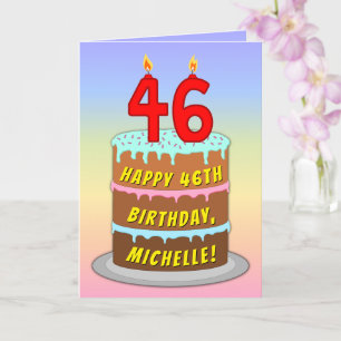 46:e födelsedagen - Roligt Cake & Candles, med ege Kort