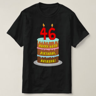 46:e födelsedagen - Roligt Cake & Candles, med ege T Shirt