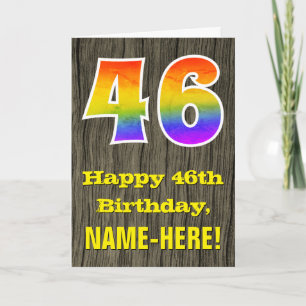 46:e födelsedagen: Rustic Faux Wood look, Rainbow Kort