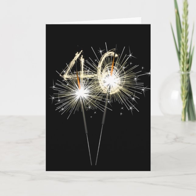 46:e födelsedagssparklers på svart kort (Framsida)