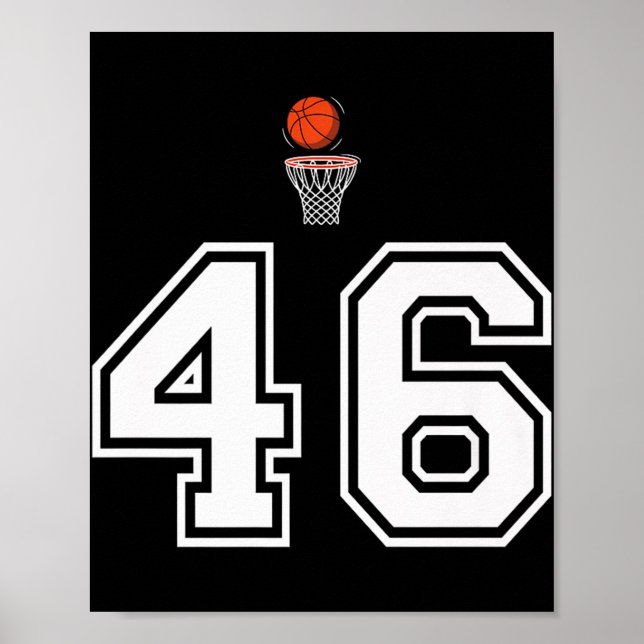 46 Nummer Basket Stil Vintage Vit Premium  Poster (Framsidan)