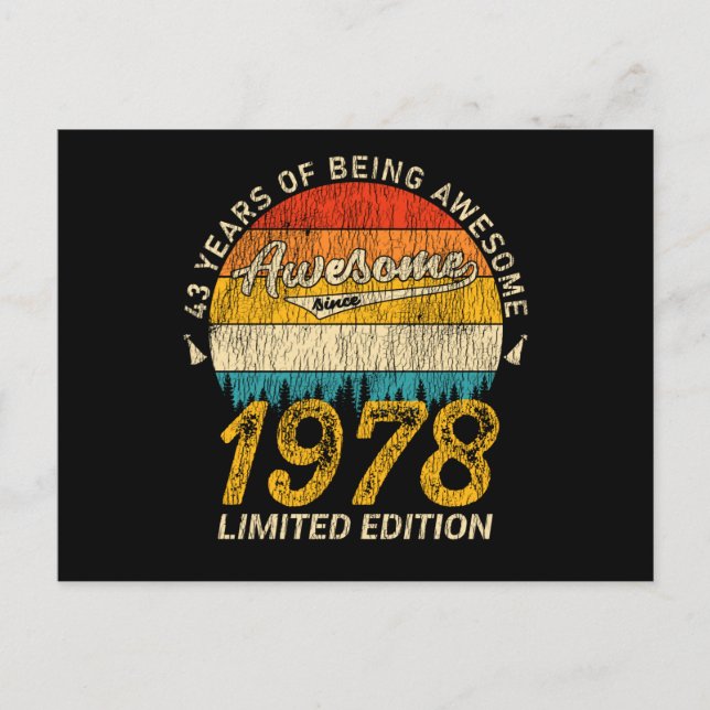 47 år gammal 1978 Retro Awesome 47-årspresent Vykort (Framsida)