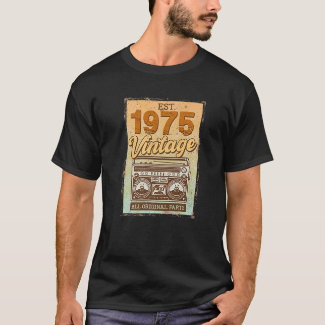 47 ÅRS Åldersdagar Dekorationer 1975 Cassette Ta T Shirt (Framsida)