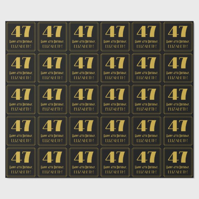47-årsdag ~ Art Deco Inspirerad Look "47", Namn Presentpapper (Seam)