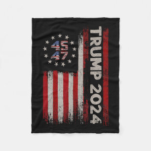 47 Donald Trump 2024 American Flagga 2024 Val Fleecefilt