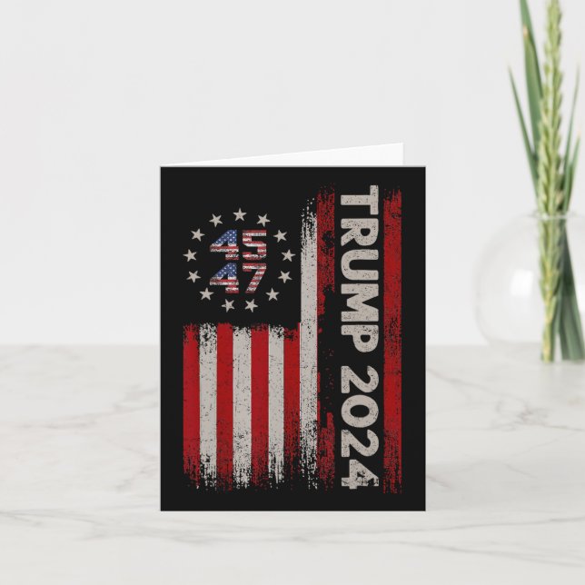 47 Donald Trump 2024 American Flagga 2024 Val Kort (Framsida)