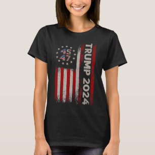 47 Donald Trump 2024 American Flagga 2024 Val T Shirt