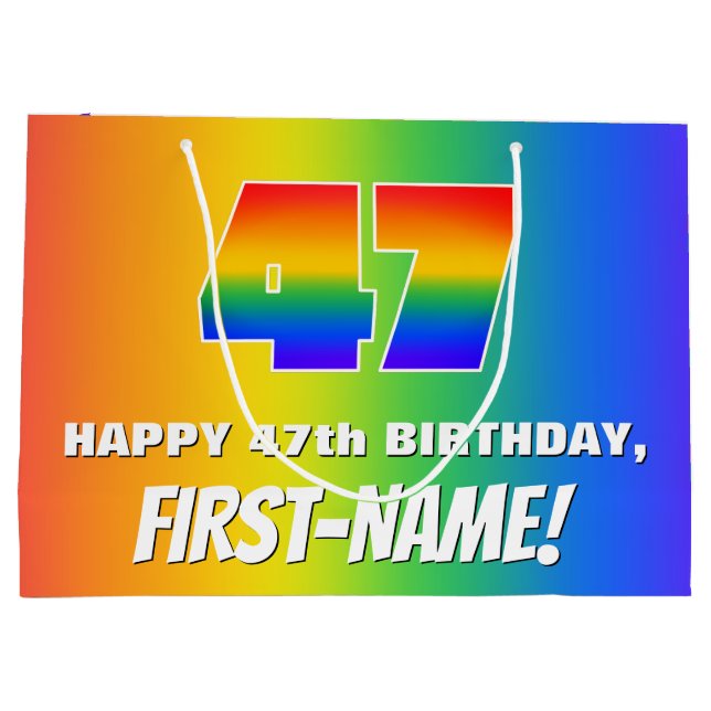 47:e födelsedag: färgfull, Roligt Rainbow Mönster  (Baksidan)