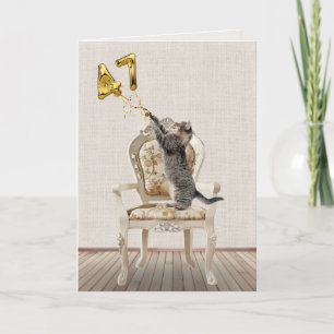 47:e födelsedag och Tabby katt Kort