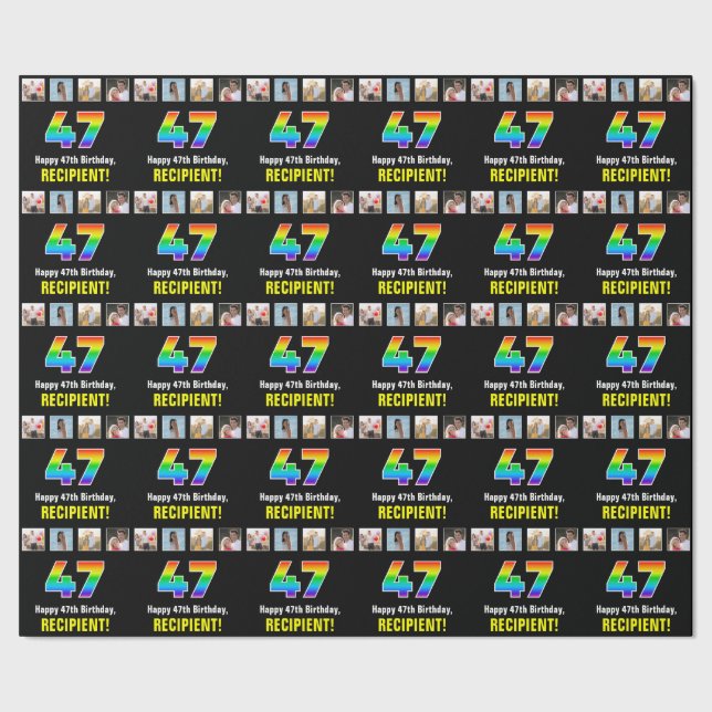 47:e födelsedag: regnbåge "47"; Anpassningsbar Fot Presentpapper (Seam)