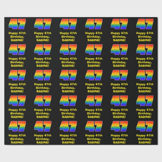 47:e födelsedag: Roligt, färgstark regnbåge inspir Presentpapper (Seam)