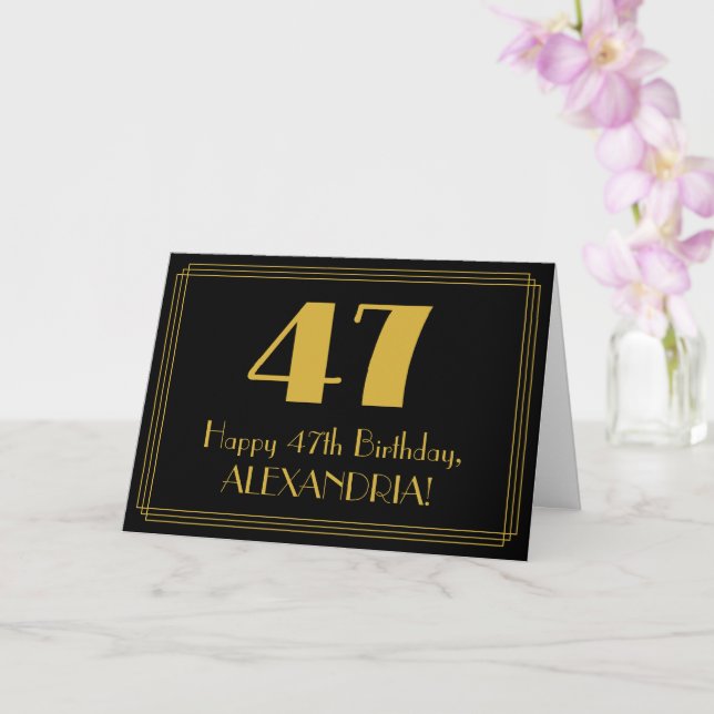 47:e födelsedagen: Art Deco Inspired Titta "47" +  Kort (Orkide)