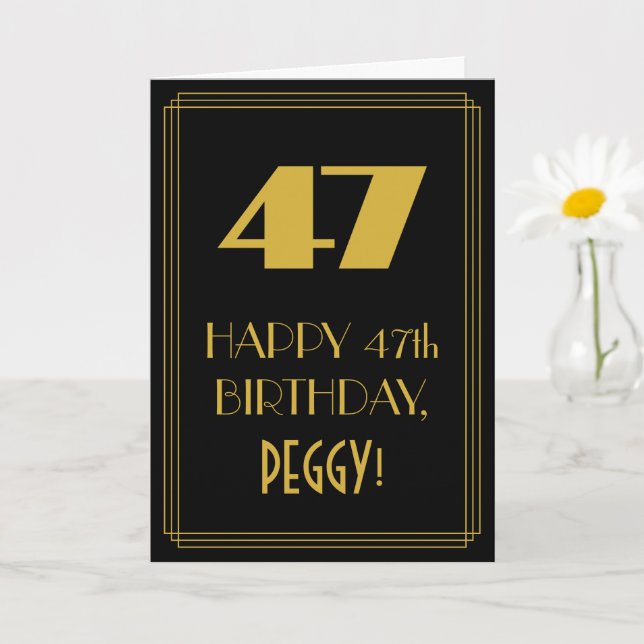47:e födelsedagen - Art Deco Inspired Titta "47" o Kort (Liten växt)