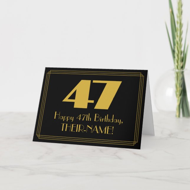 47:e födelsedagen: Art Deco Inspired Titta "47" oc Kort (Framsida)