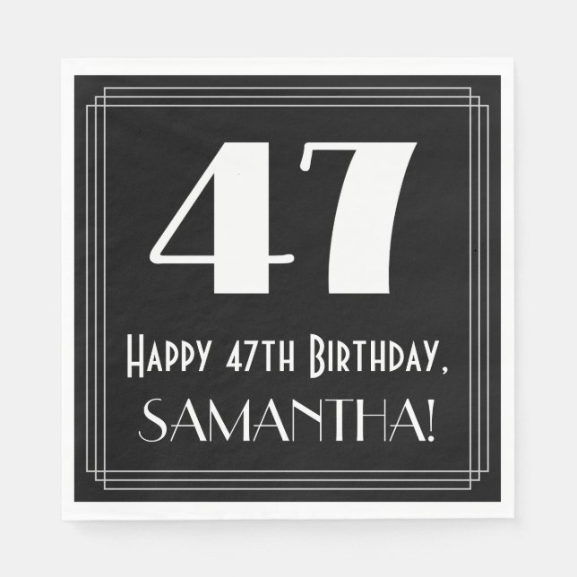 47:e födelsedagen ~ Art Deco Inspired Titta "47",  Pappersservett (Framsidan)