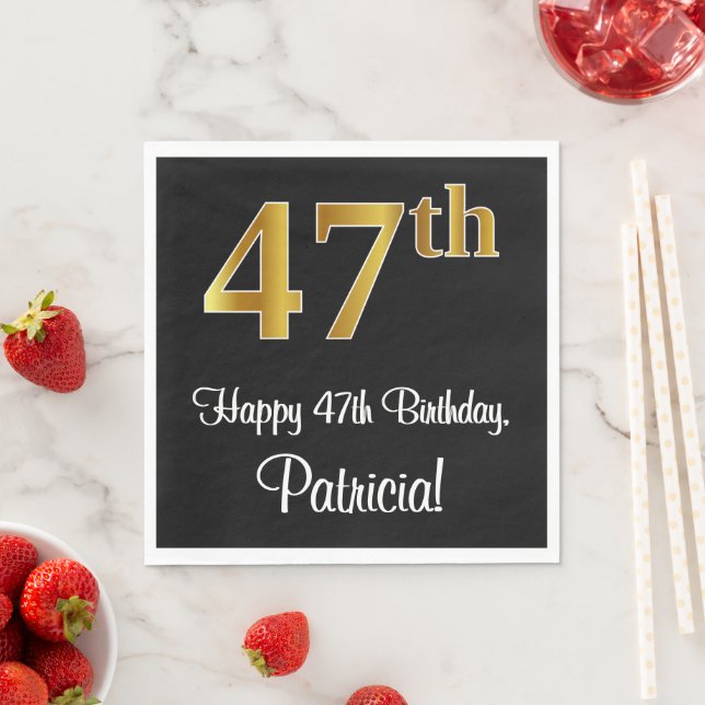 47:e födelsedagen ~ Elegant Luxurious Faux Guld Ti Pappersservett (Insitu)