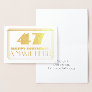 47:e födelsedagen; Namn + Art Deco Inspired (47) Folierat Kort