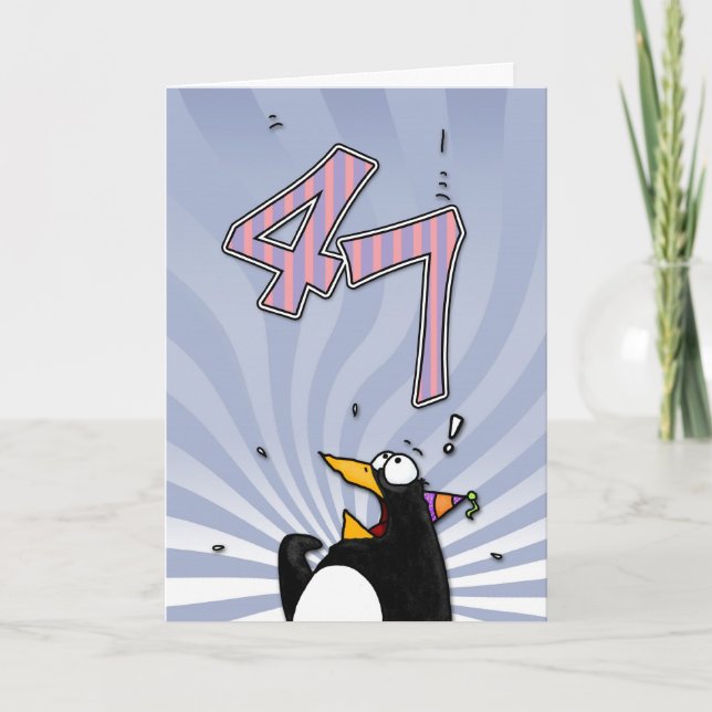 47:e födelsedagen - Penguin-överraskningskort Kort (Framsida)
