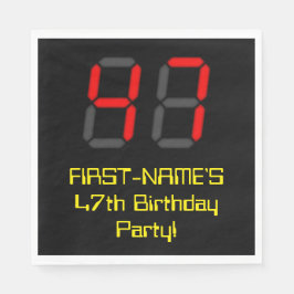 47:e födelsedagen: Red Digital Clock Stil "47" + N Pappersservett