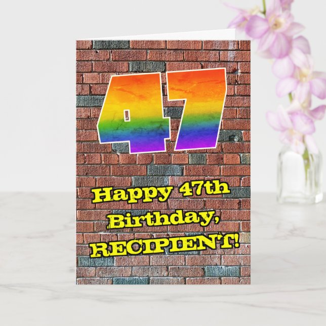 47:e födelsedagen: Roligt Graffiti-Inspired Rainbo Kort (Orkide)