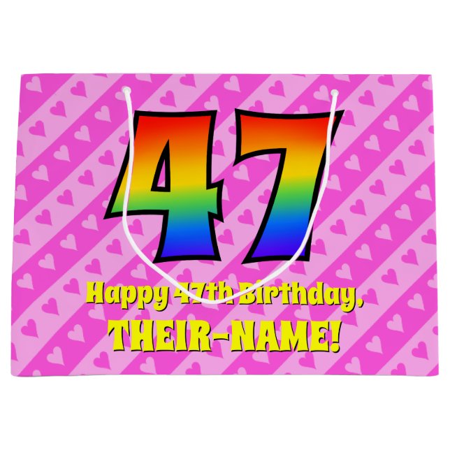 47:e födelsedagen: Rosa Rand & Hearts, regnbåge nr (Framsidan)